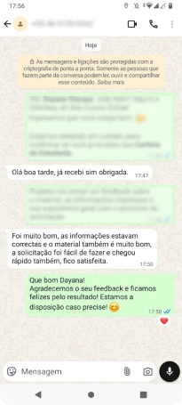 Retorno do aluno falando que ficou satisfeita com a Carteirinha Estudantil digital.