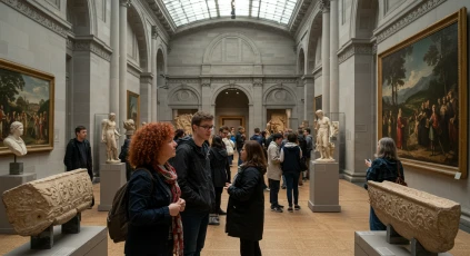 Visitante utilizando a carteira de estudante para obter desconto em um museu.